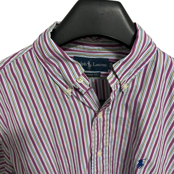 Ralph Lauren Classic Fit Button Up Shirt Men's Size Medium Multicolor Striped - Picture 5 of 6